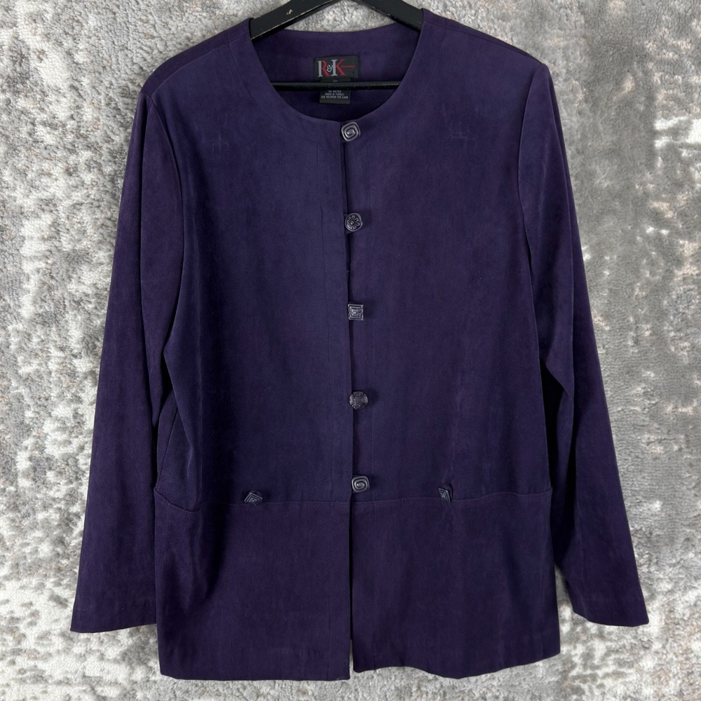 R&K Size‎ 10 Minimalist Career Blazer Jacket Purple Long Sleeve Stretch